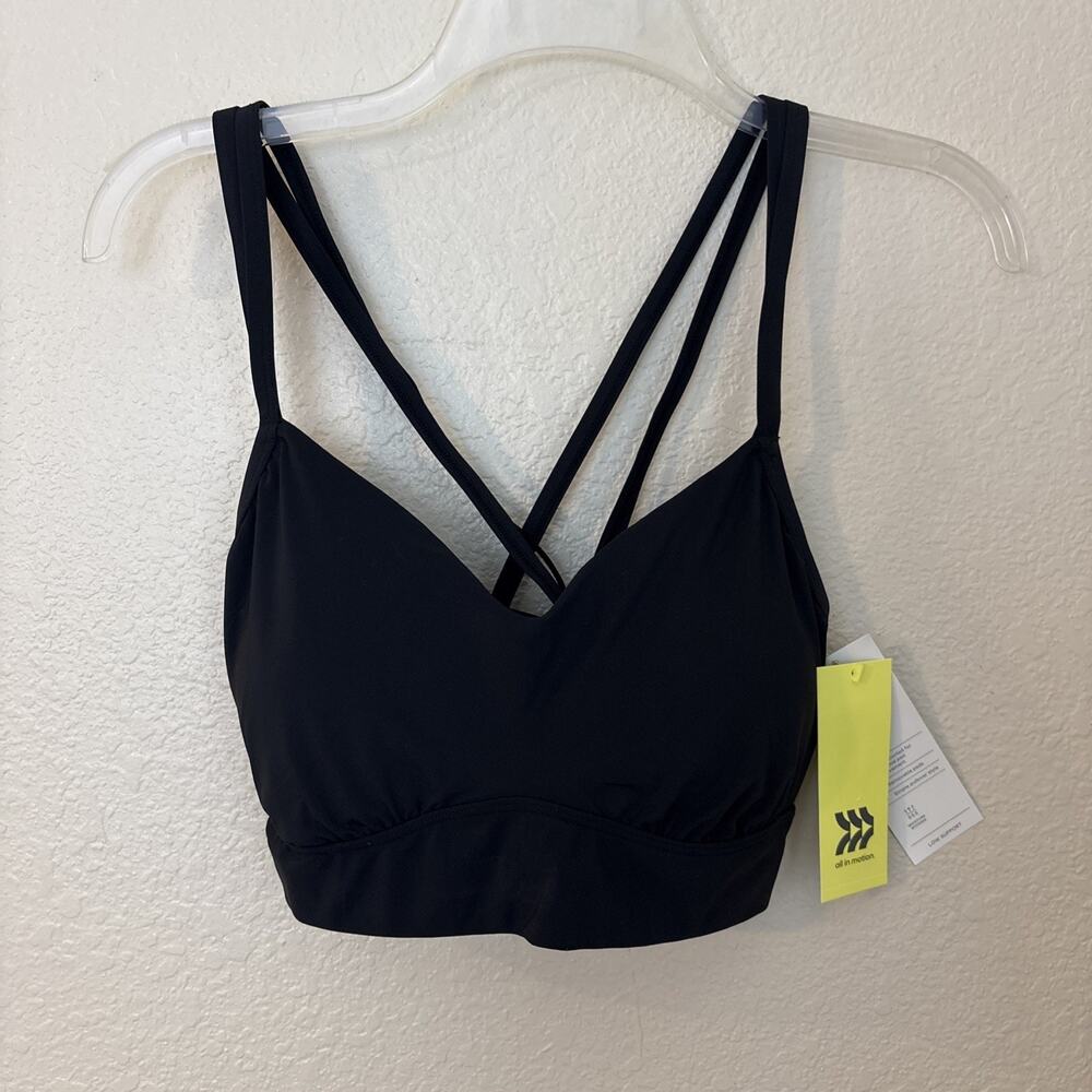 All in Motion Womens Low Support Pullover Moisture Wicking Sports Bra Black Sz L